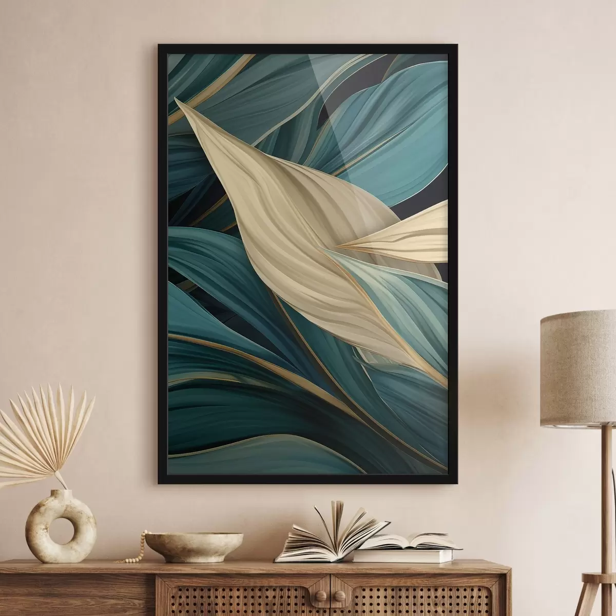 Poster Grote abstracte bladeren f46880