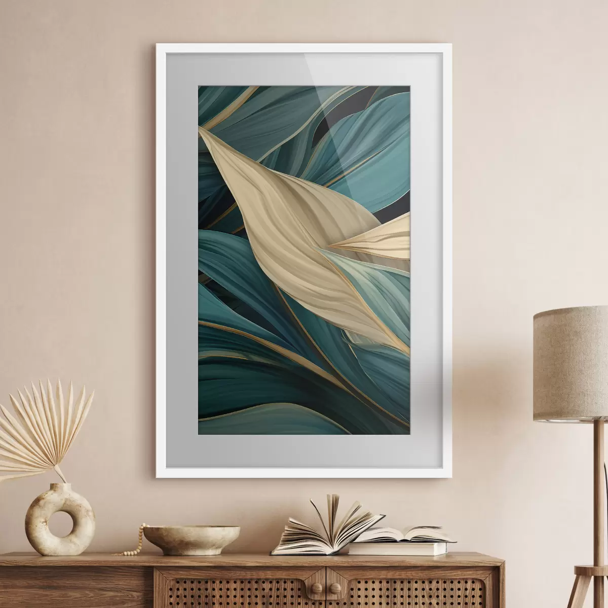 Poster Grote abstracte bladeren f46880