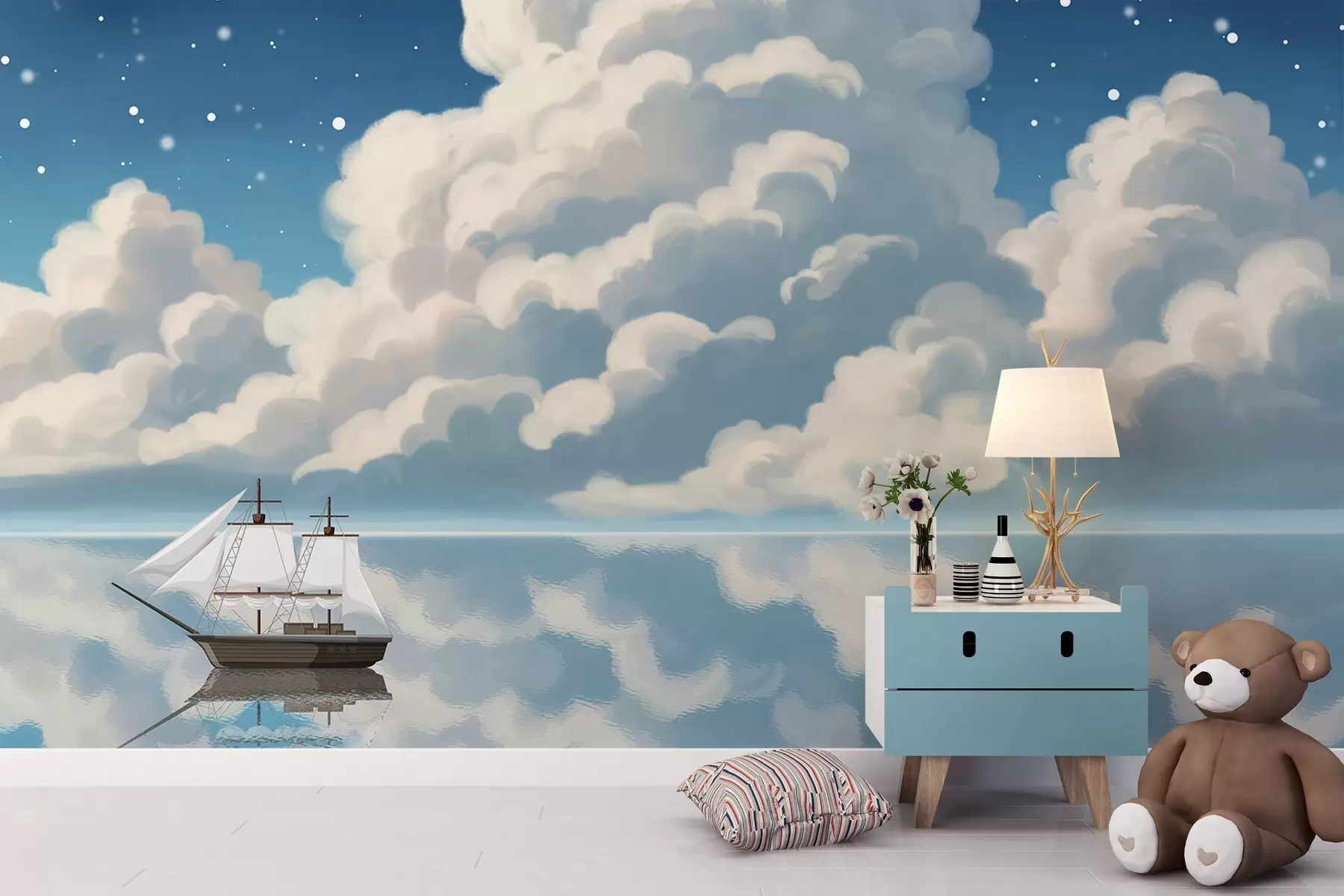 Fotobehang Dikke wolken boven water w04996