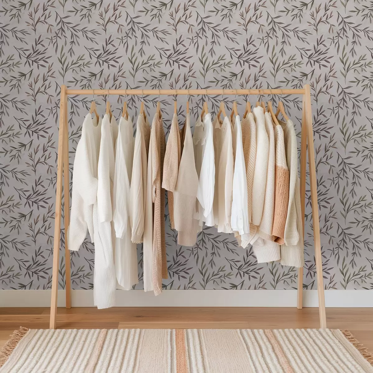 Behang Veelkleurige takken met bladeren op een lichte achtergrond a00936v3