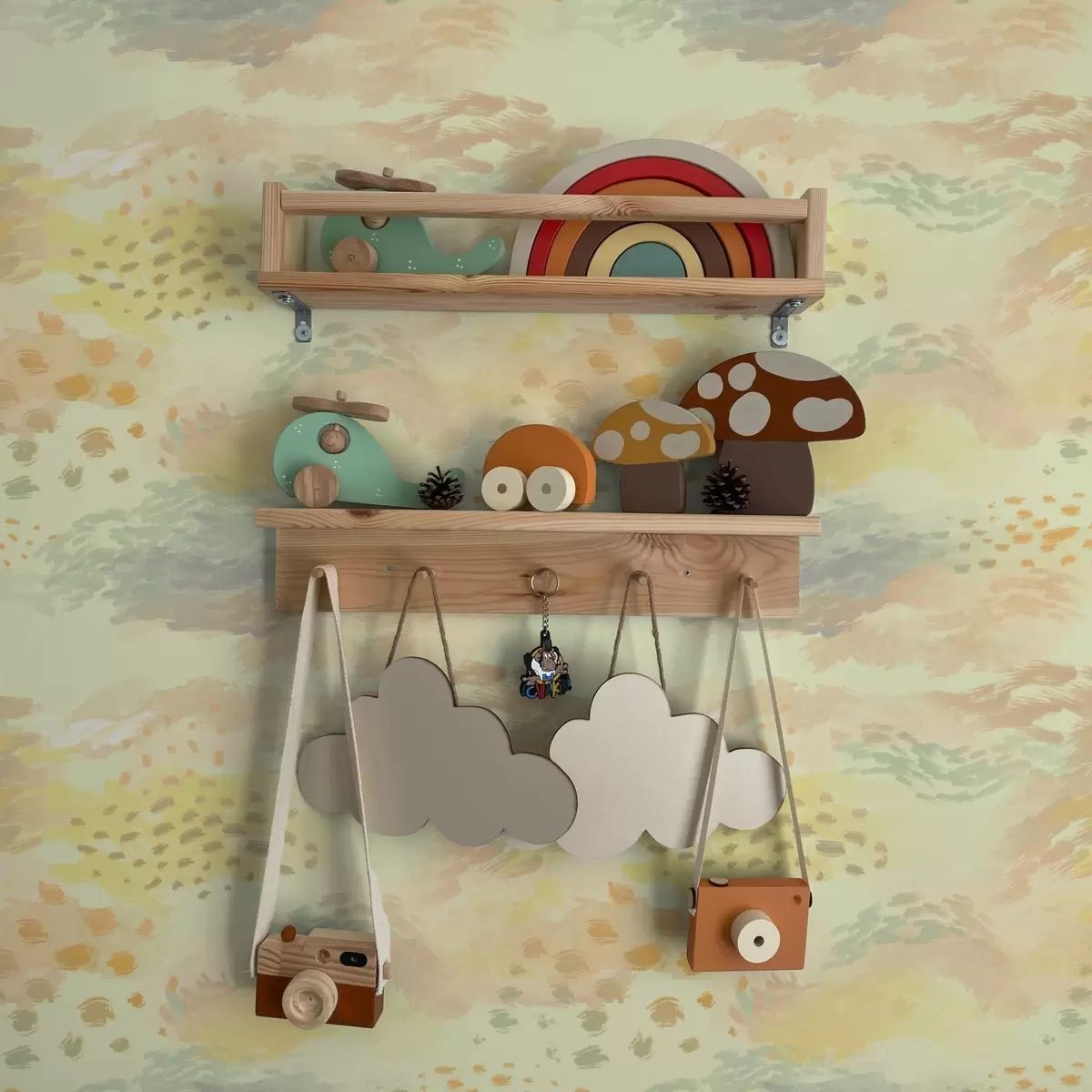 Behang Pastelachtige penseelstreken in een warm, romig geel palet a00999v1