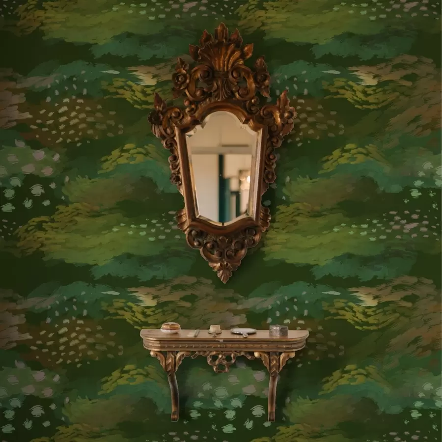 Fotobehang Rijke groene abstractie met energieke penseelstreken a00999v3