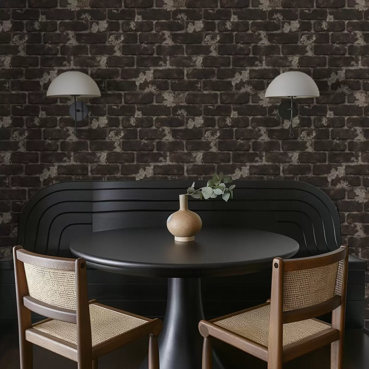 Behang Donkere oude bakstenen muur met versleten plekken a01030