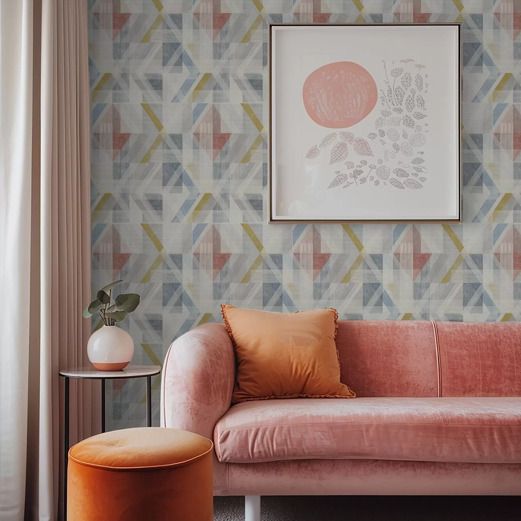 Fotobehang Geometrisch ontwerp met een rode diamant in het midden a01055