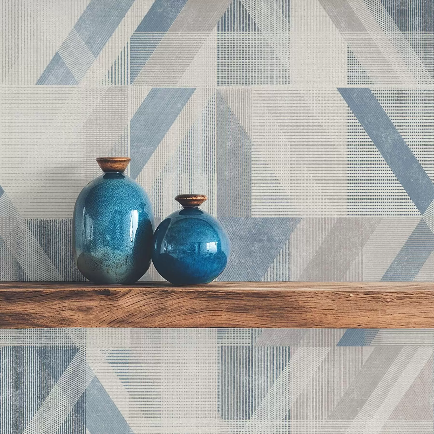 Fotobehang Geometrisch ontwerp in koele blauwgrijze tinten a01055v1