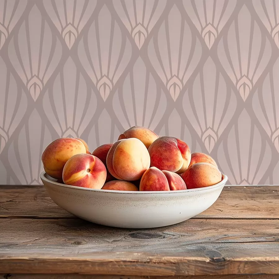 Fotobehang Poederachtig beige Art Deco met zachte waaiers a01064v1