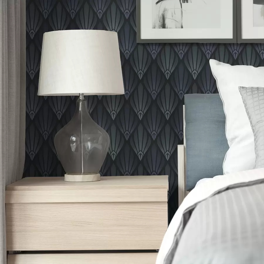 Fotobehang Koel blauwgrijs Art Deco met waaiervormige vormen a01064v3