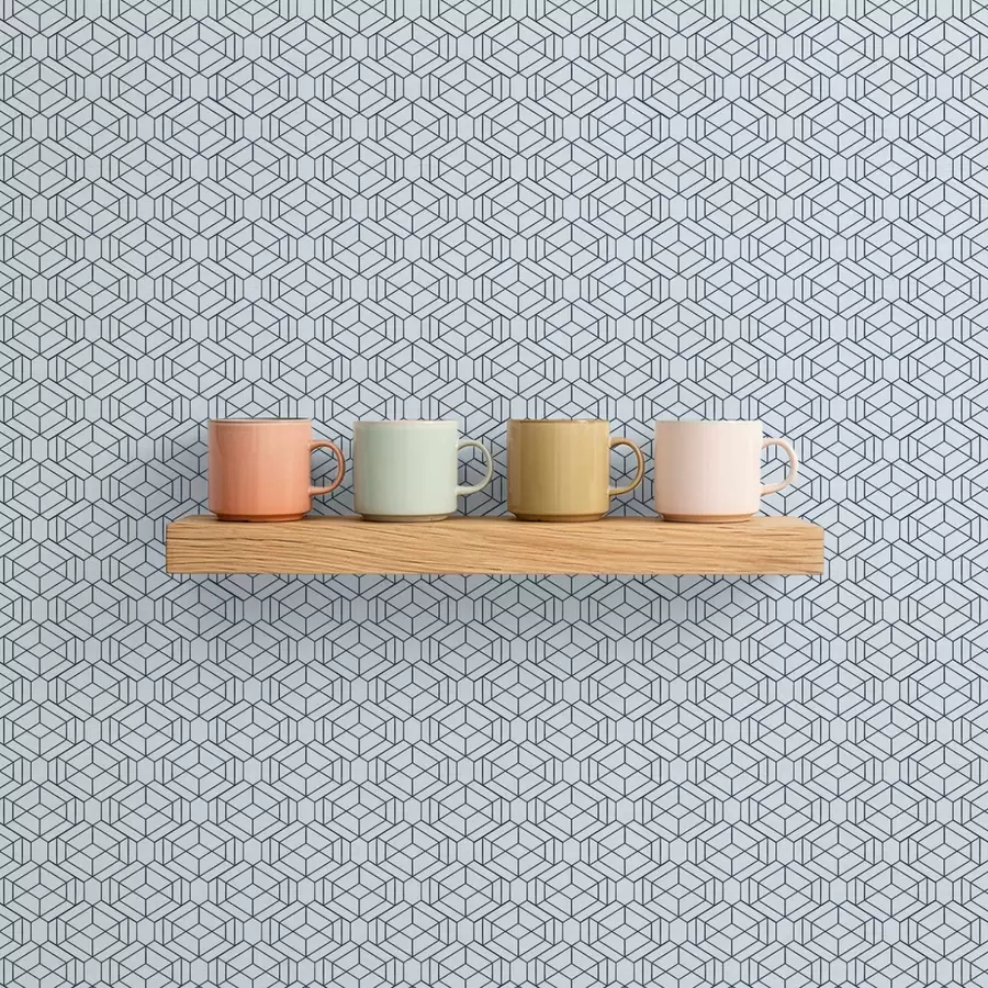 Fotobehang Lichtblauw geometrisch kubuspatroon a01066