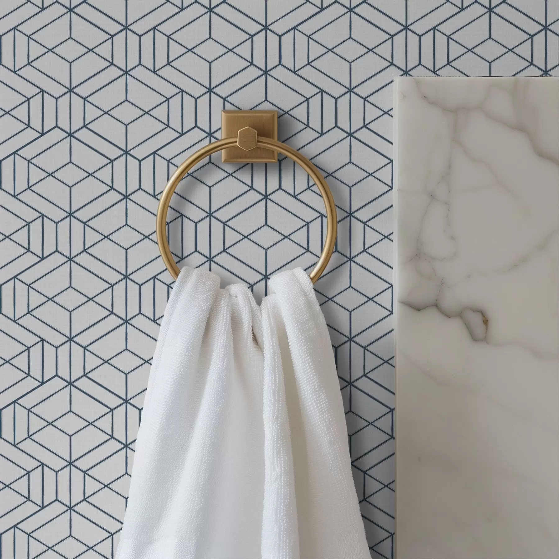 Fotobehang Witte achtergrond met blauwe driedimensionale geometrische kubussen a01067