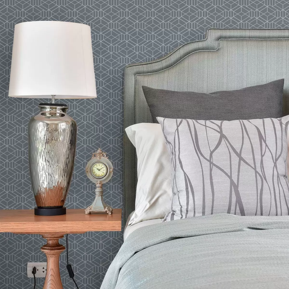 Behang Grijze achtergrond met witte driedimensionale kubussen in een raster a01067v2