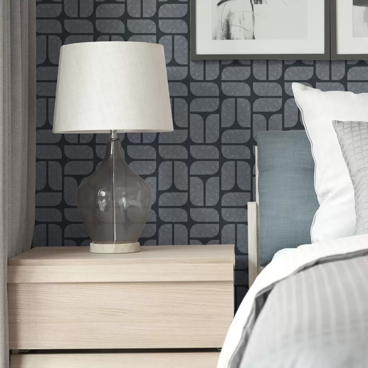 Behang Donkere achtergrond met grijze mozaïek van afgeronde modules a01069v1