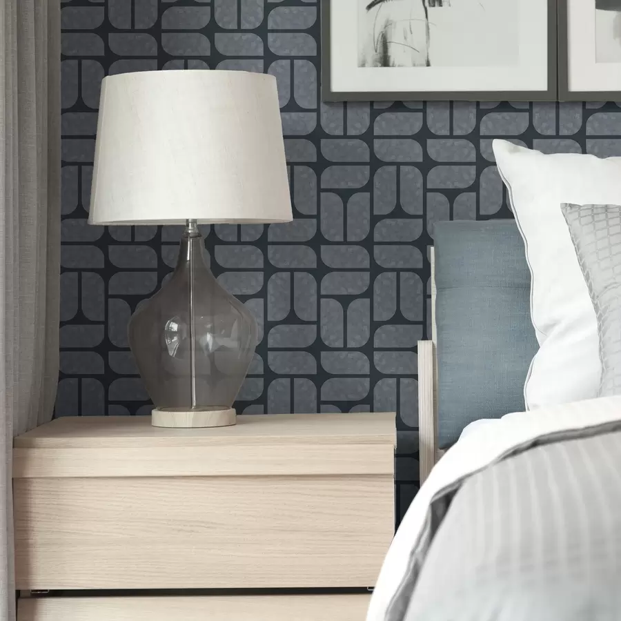 Fotobehang Donkere achtergrond met grijze mozaïek van afgeronde modules a01069v1