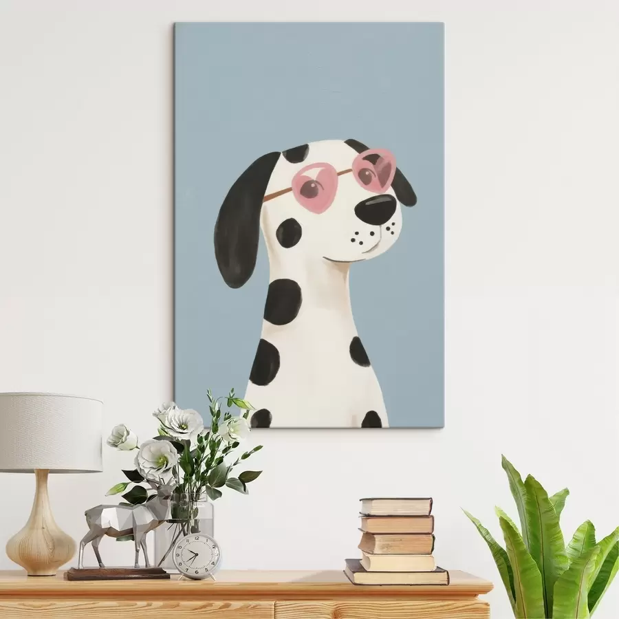  Schilderijen Hond met roze bril s46844