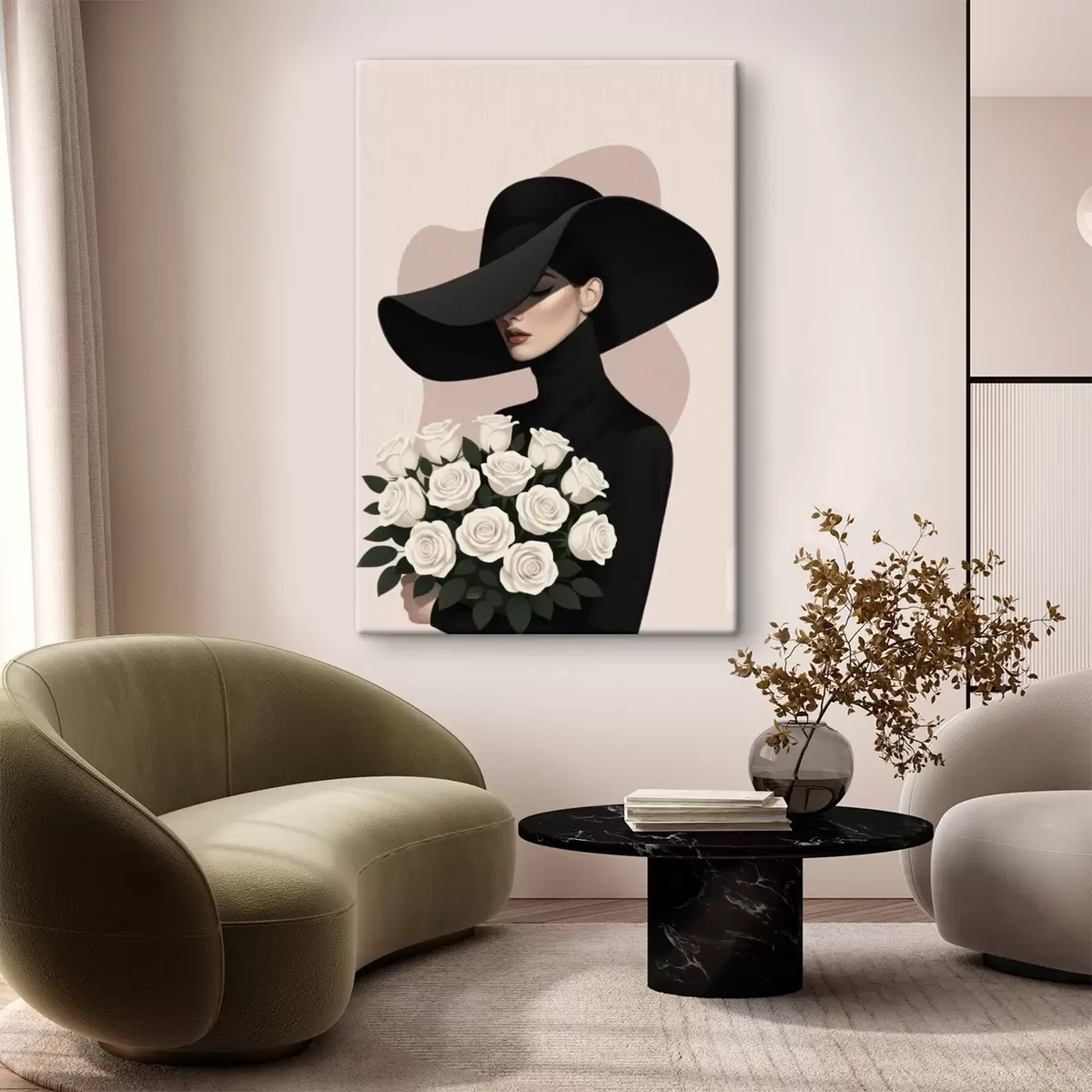  Schilderijen Meisje met een boeket rozen s46854