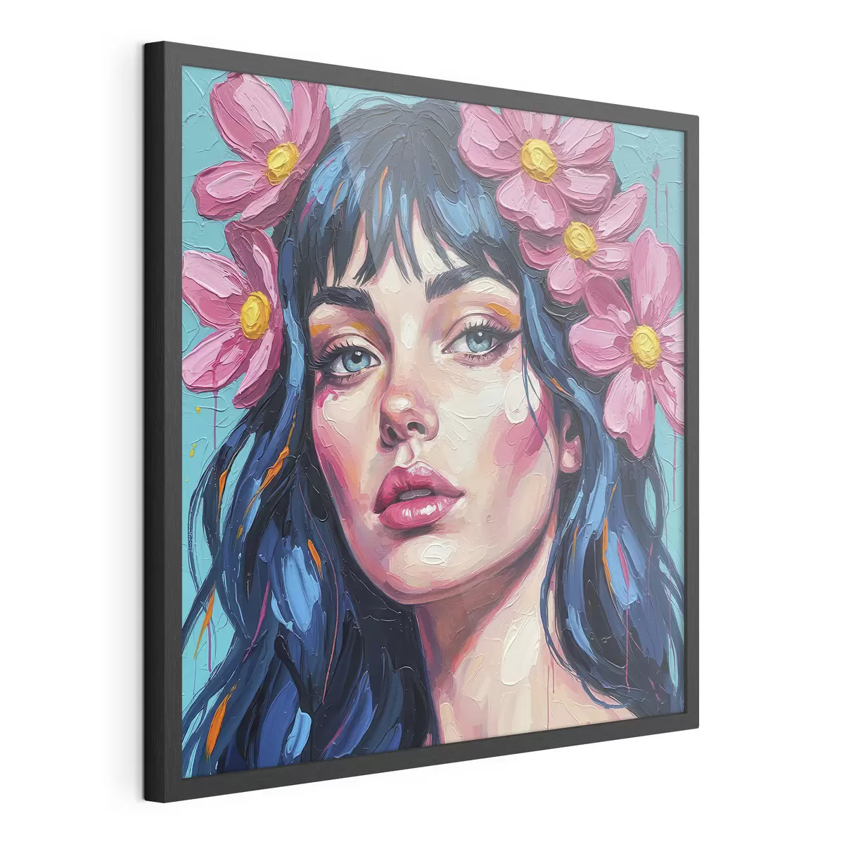 Poster Meisje met bloemen in haar haar f46846