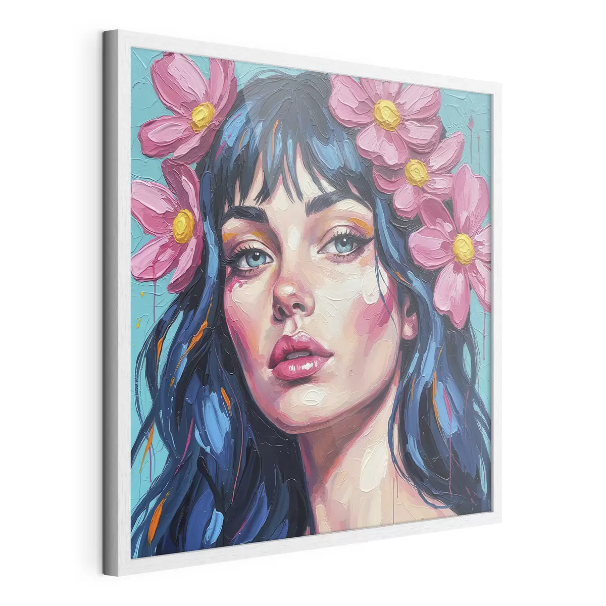 Poster Meisje met bloemen in haar haar f46846