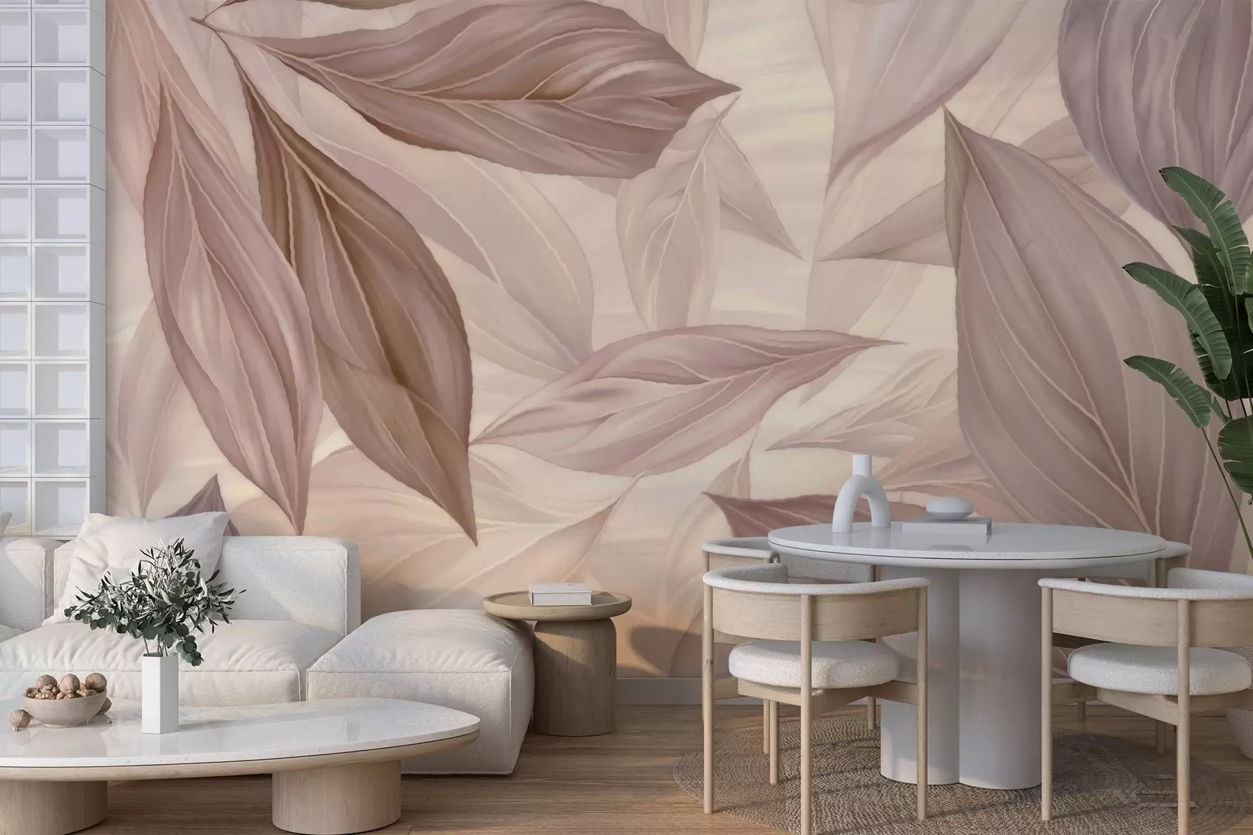 Fotobehang Abstracte delicate bladeren w04969v1