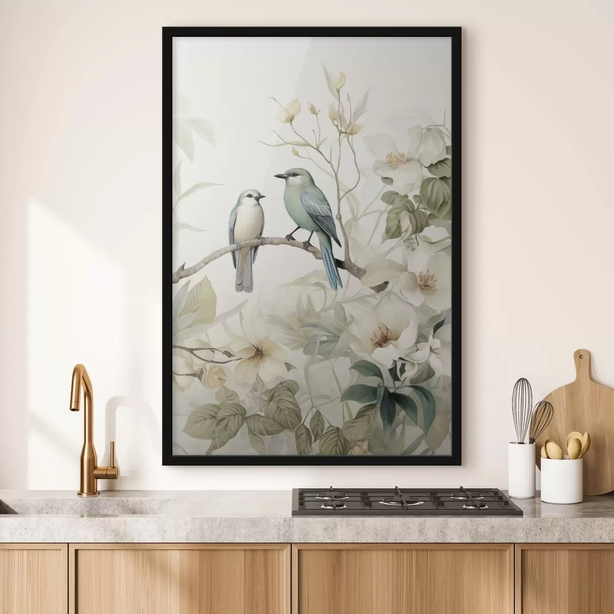 Poster Twee vogels op jasmijntakken f46896