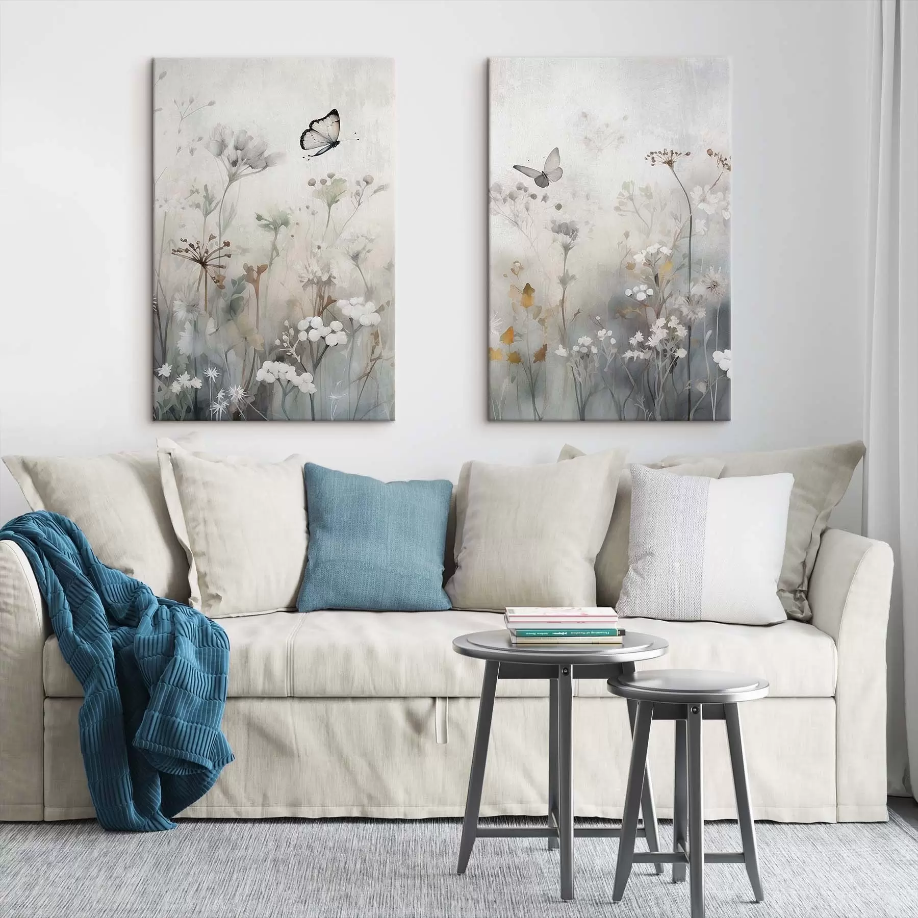  Schilderijen Vlinders en wilde bloemen m01072