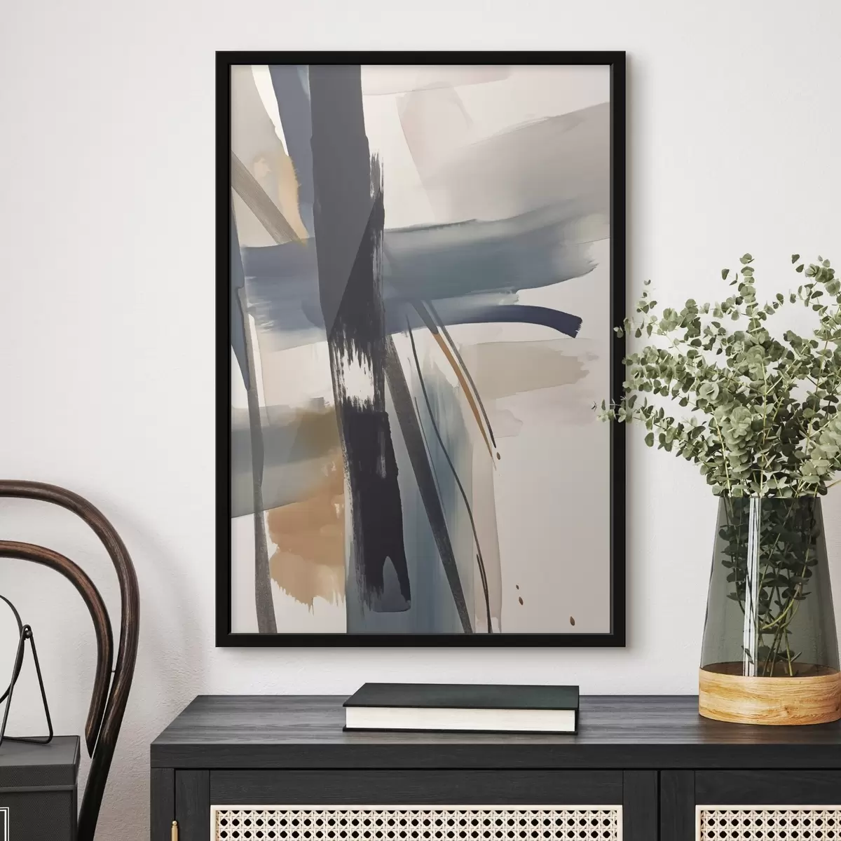 Poster Abstracte imitatie van penseelstreken f46908