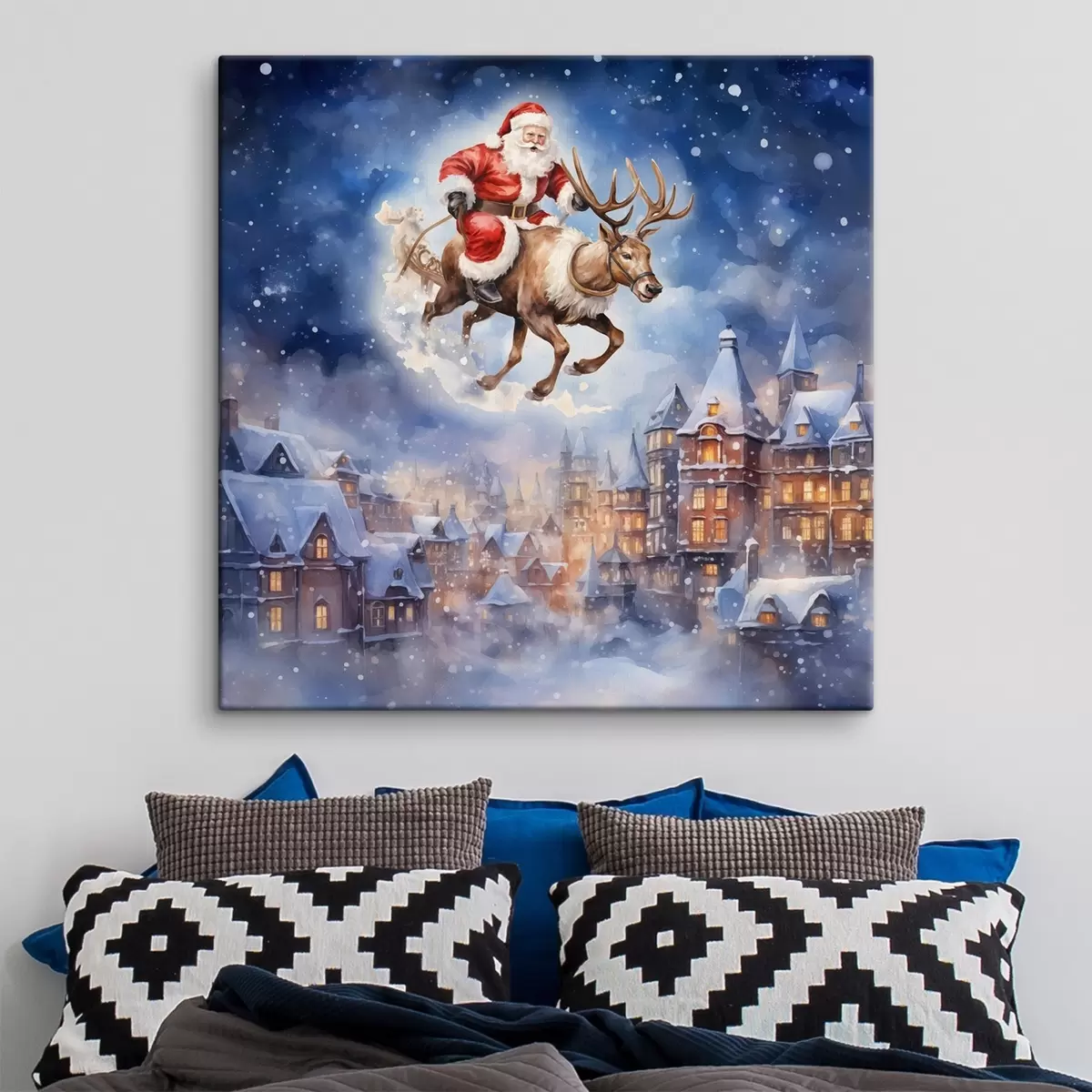  Schilderijen Sprookjesachtig nieuwjaar, kerstman op een slee s46972