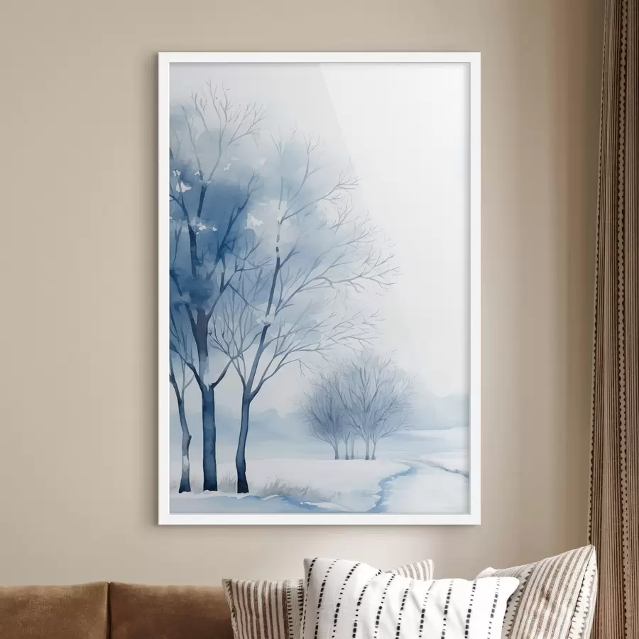Fotobehang Met sneeuw bedekte bomen in het bos f46965