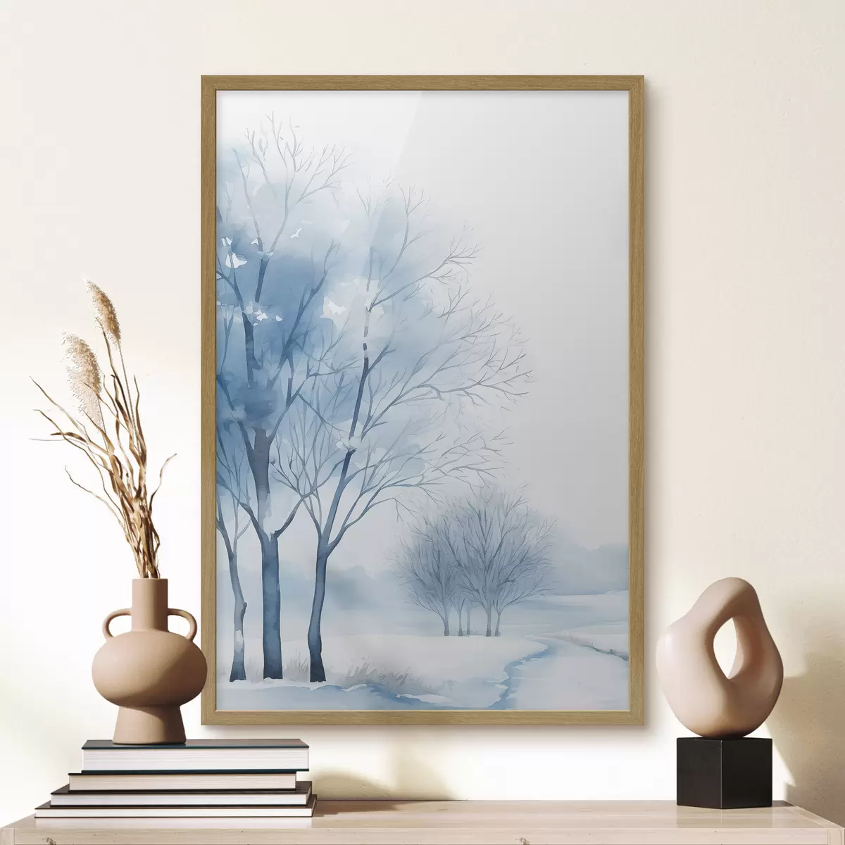 Poster Met sneeuw bedekte bomen in het bos f46965
