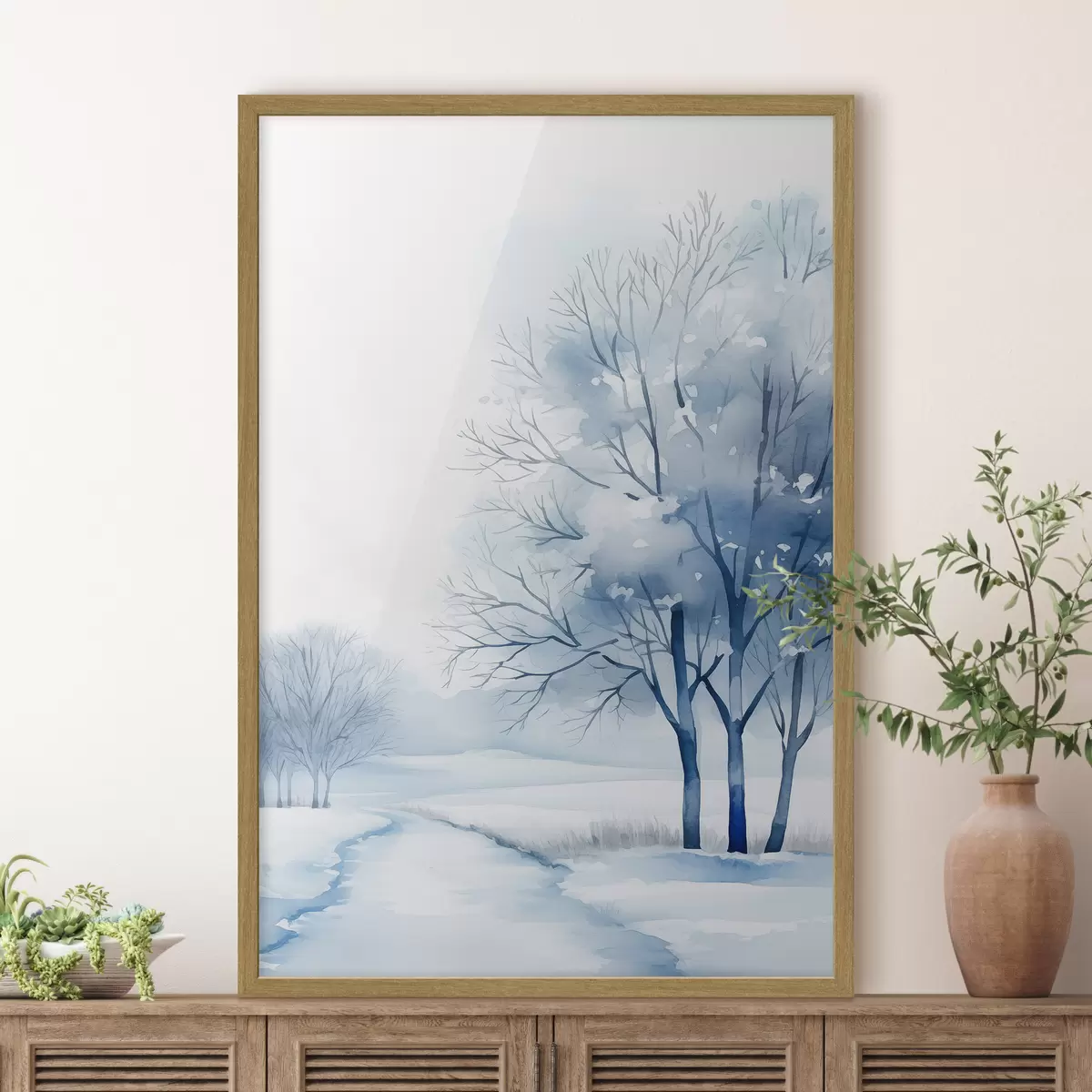 Poster Bomen in een wintertuin f46967