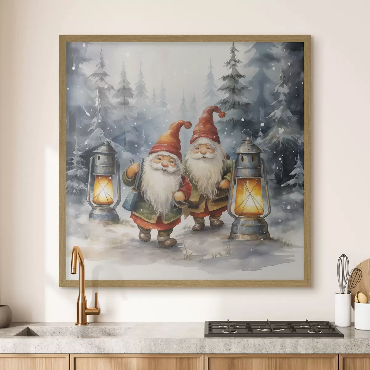 Poster Nieuwjaarskabouters, imitatie-aquarel f46970