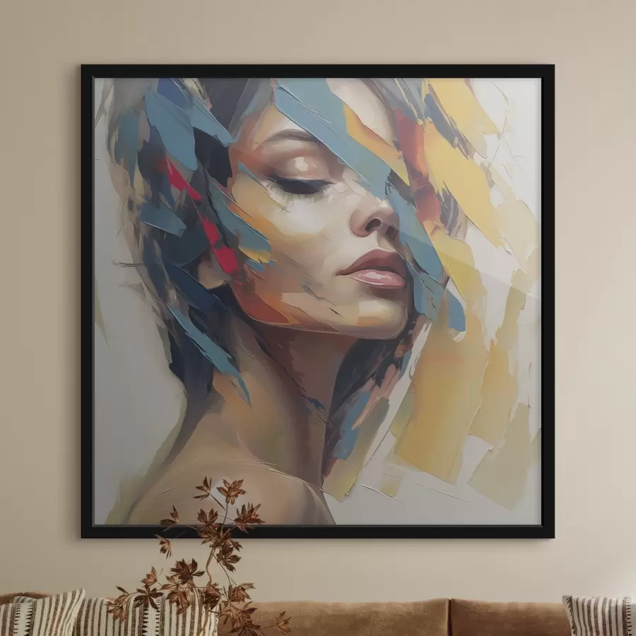 Fotobehang Abstract vrouwelijk portret, imitatie van een schilderij f46918