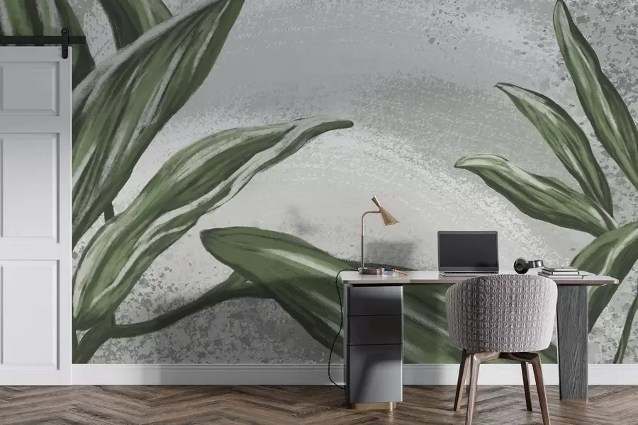 Fotobehang Weelderig groen op een gestructureerde achtergrond w01682