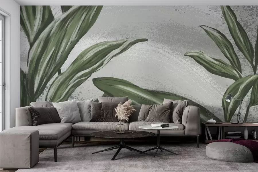 Fotobehang Weelderig groen op een gestructureerde achtergrond w01682