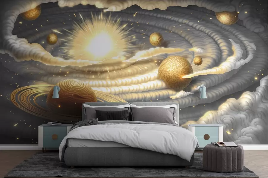 Fotobehang Kosmische dans van hemellichamen w01967