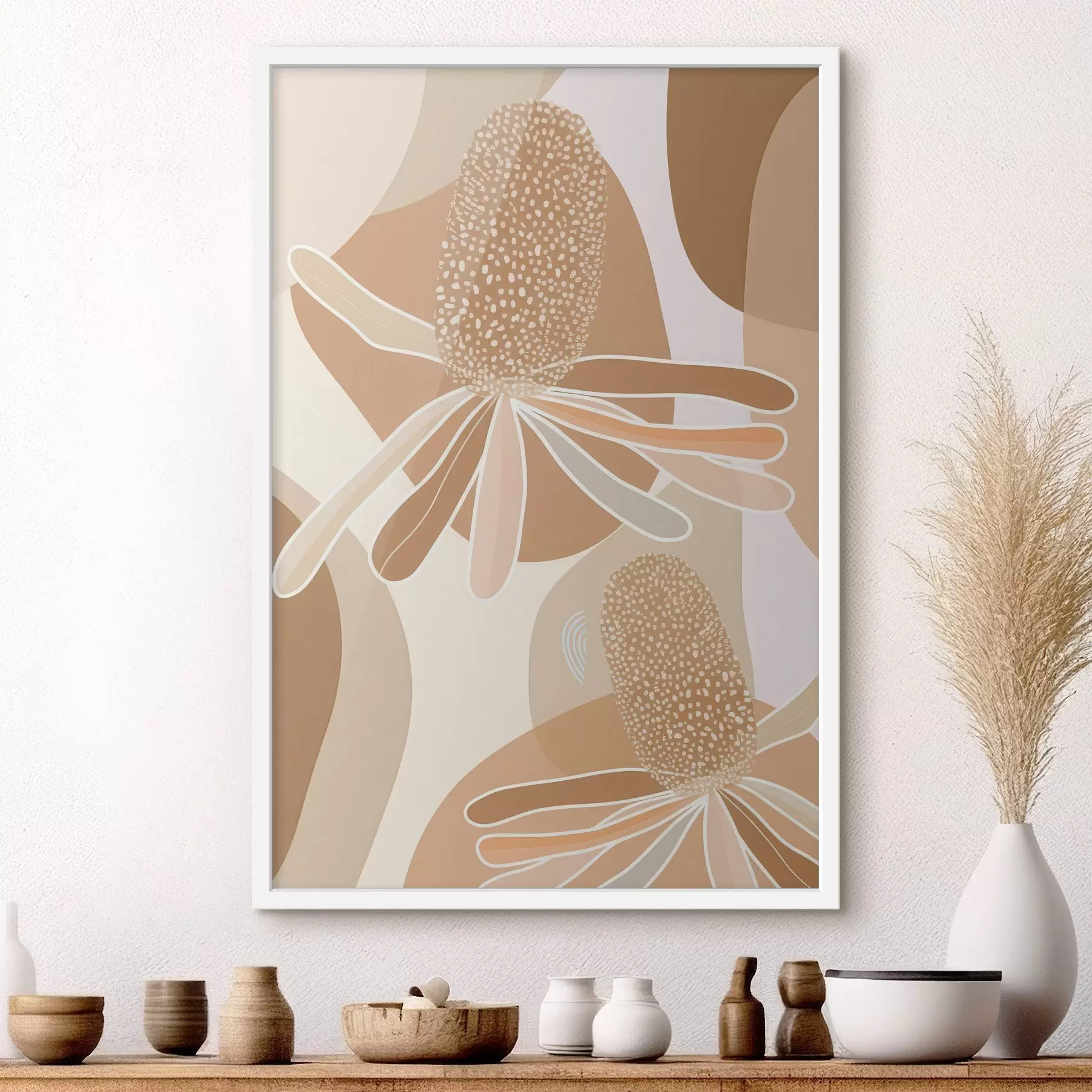 Fotobehang Abstracte proteabloemen f46992