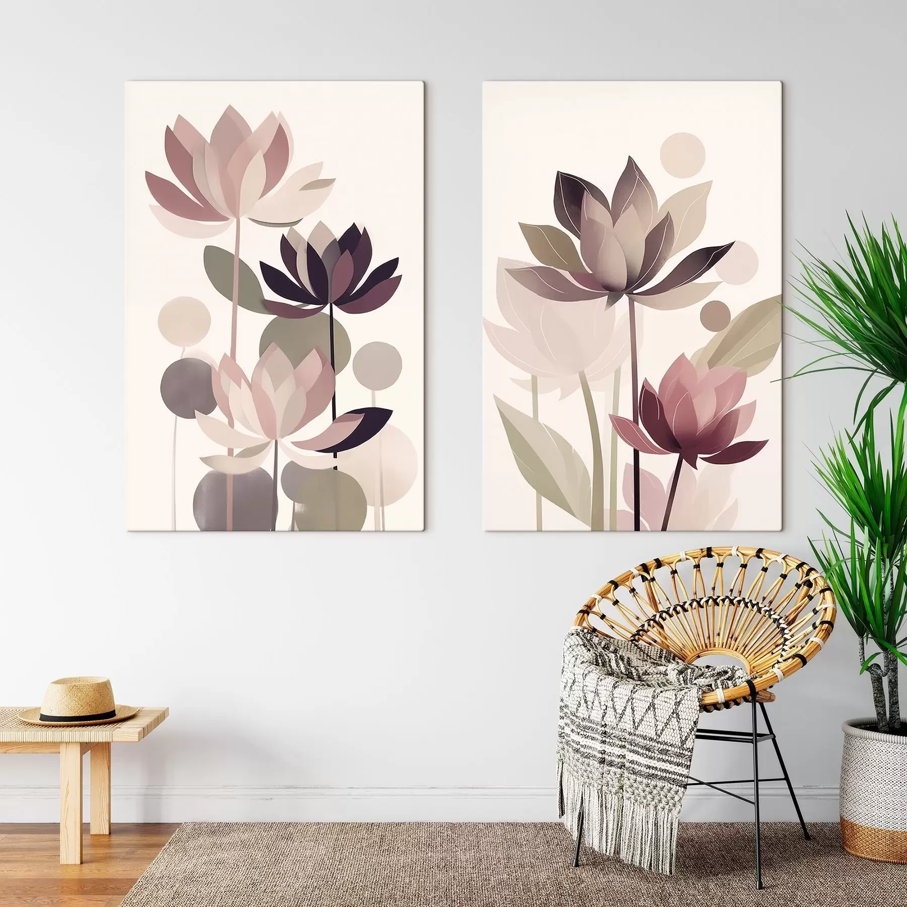  Schilderijen Abstracte lotusbloemen m01110