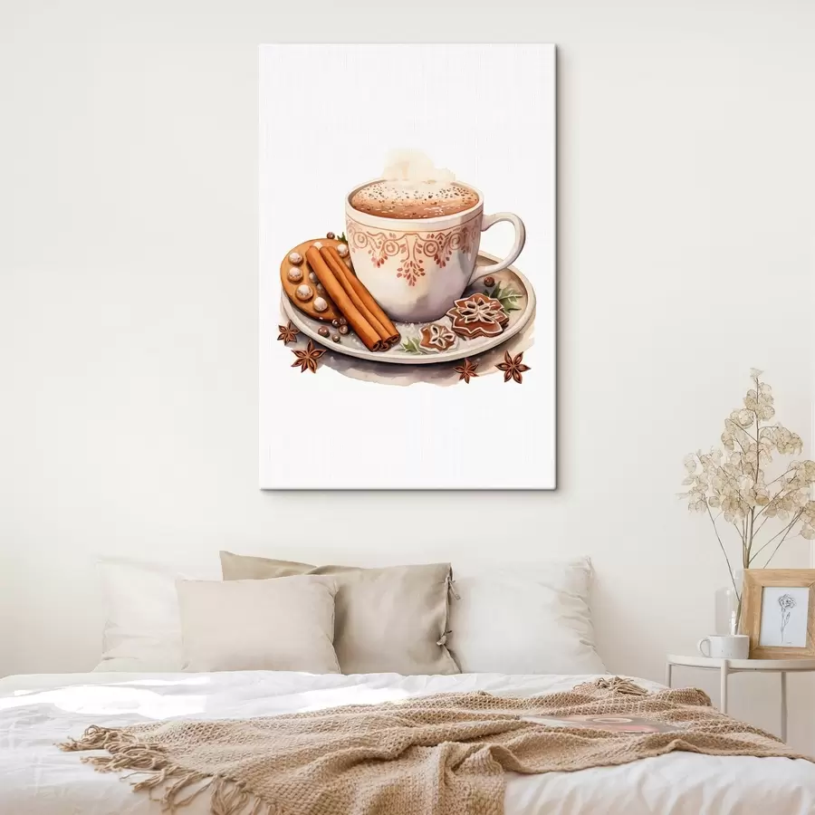  Schilderijen Aquarelachtige tekening, koffie met kaneel s46983