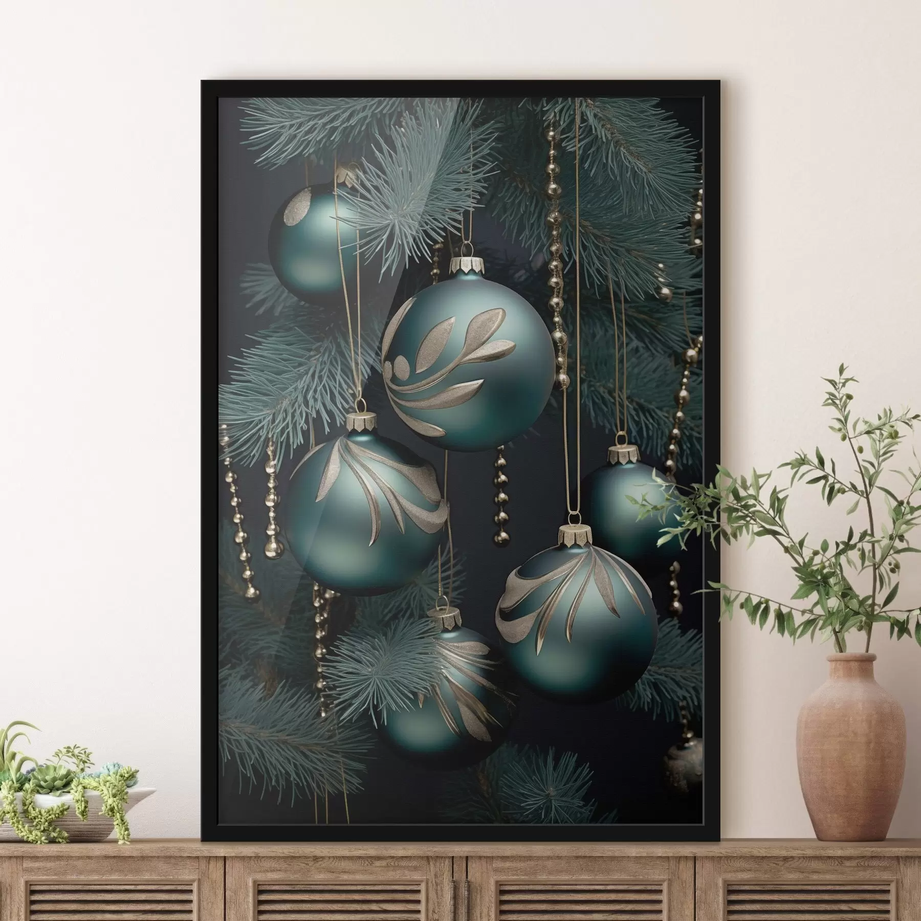 Fotobehang Nieuwjaarsversieringen in de boom f46979