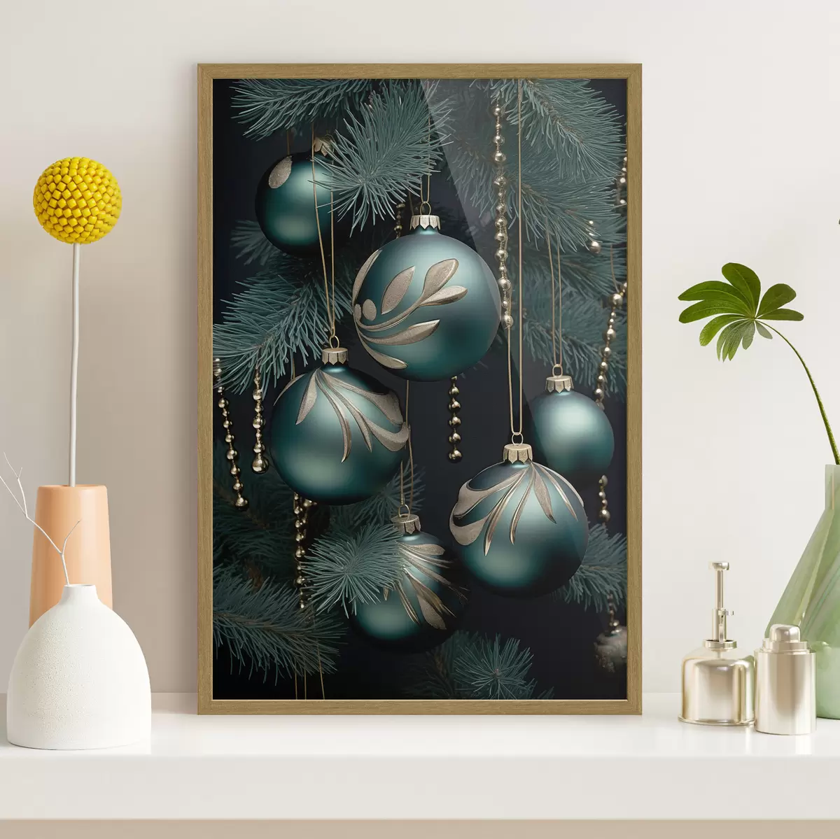 Poster Nieuwjaarsversieringen in de boom f46979