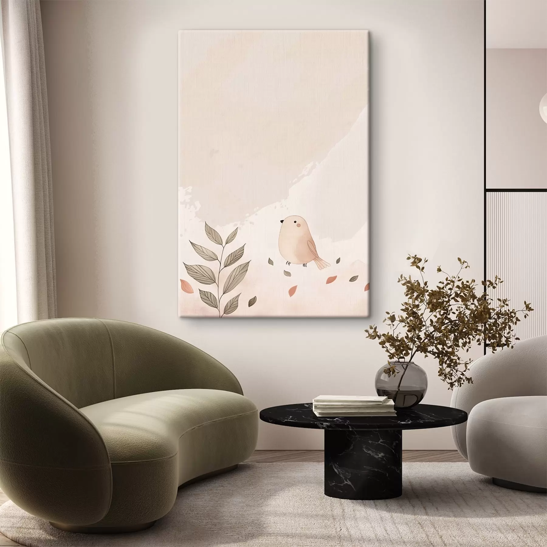  Schilderijen Vogel en bladeren s47063