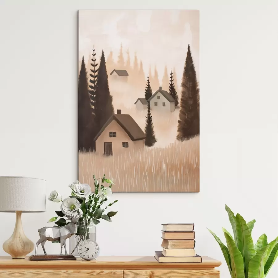  Schilderijen Huizen in het bos s47076