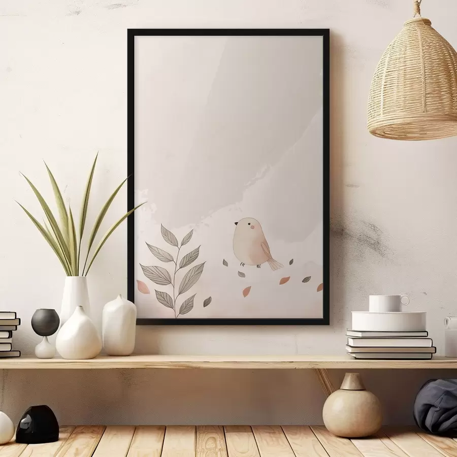Fotobehang Vogel en bladeren f47063
