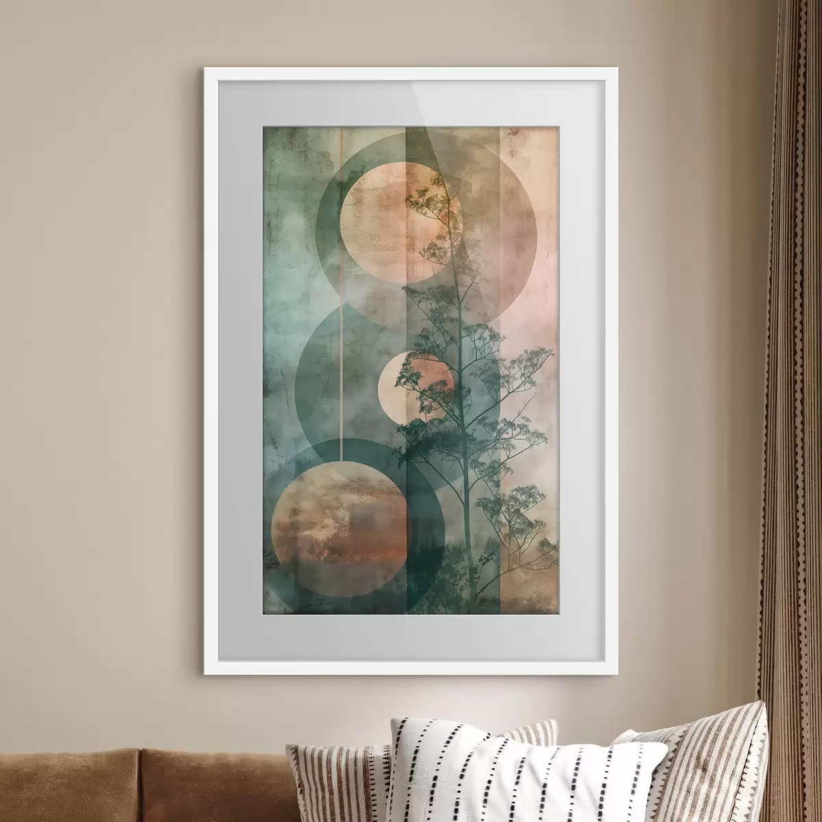 Poster Abstractie en bladeren f47072