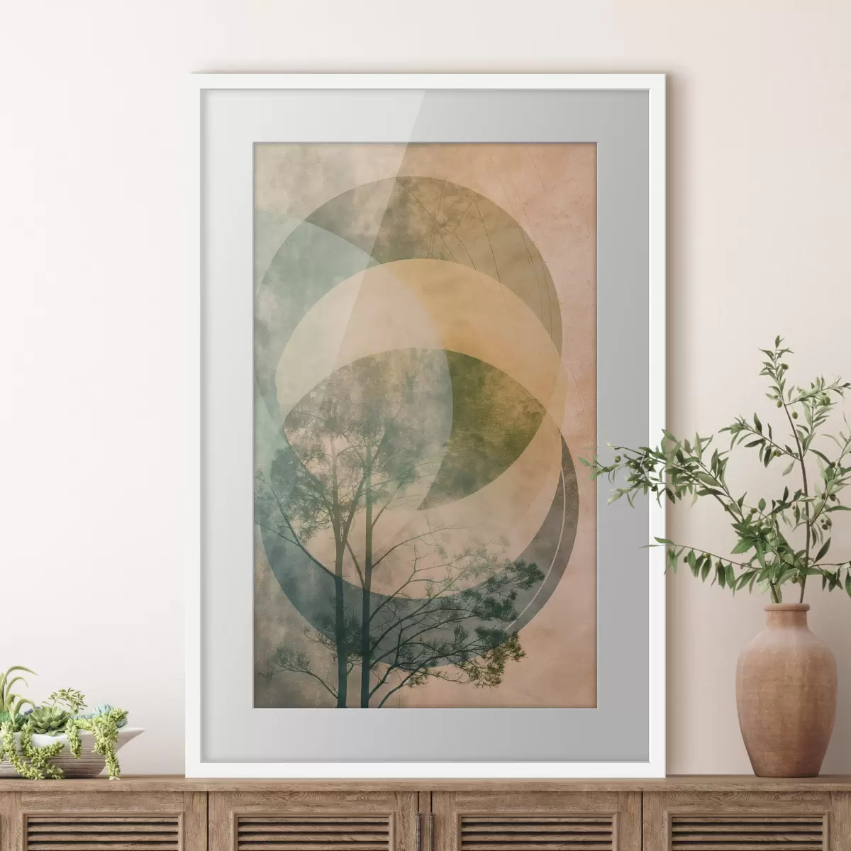 Poster Cirkels en bladeren f47073