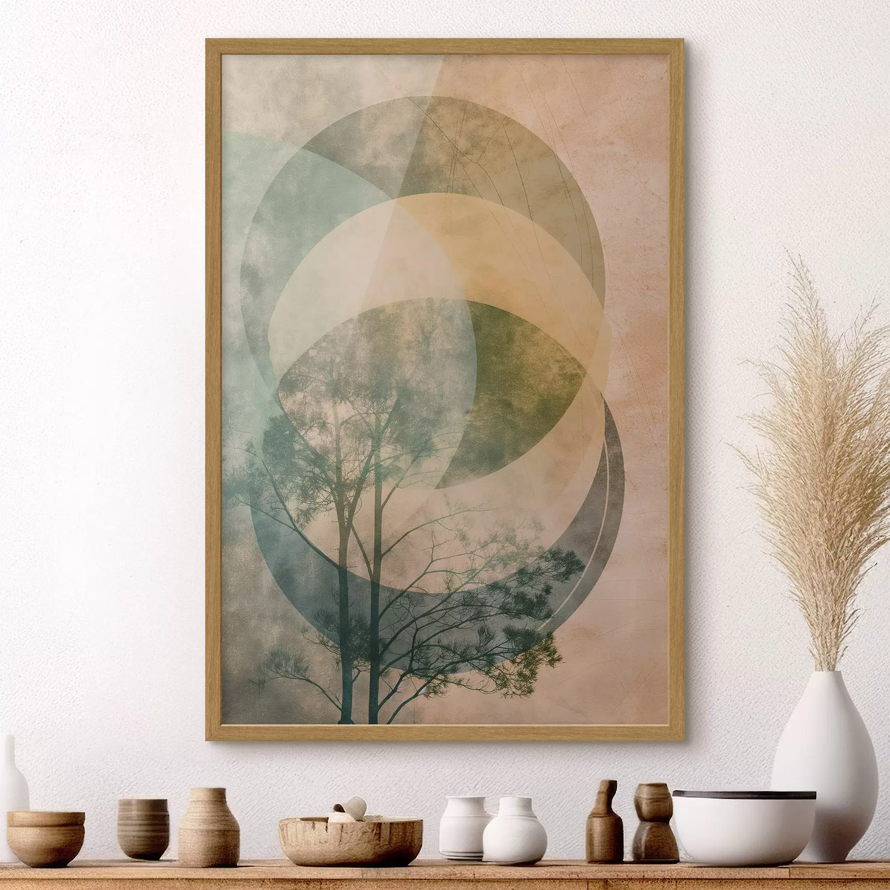Fotobehang Cirkels en bladeren f47073