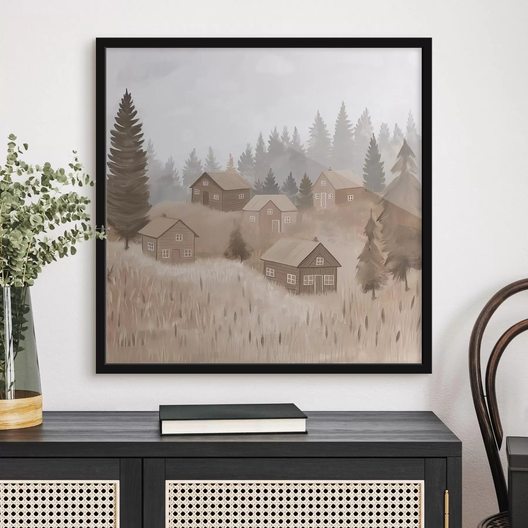 Fotobehang Huizen in het bos f47075