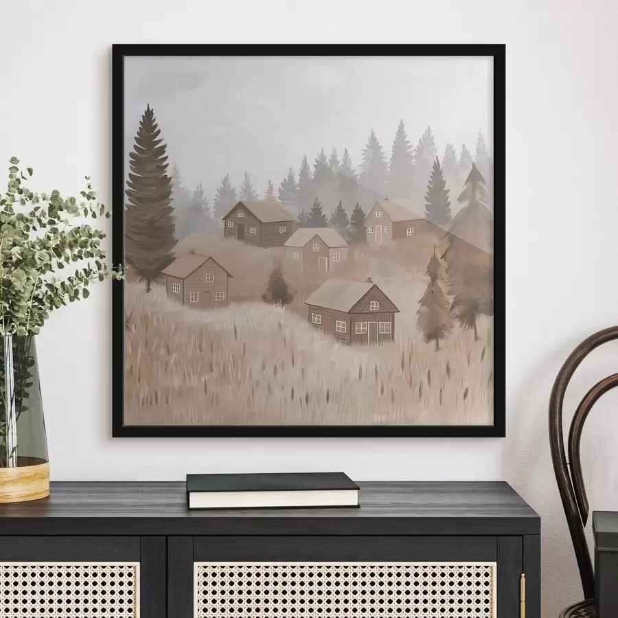 Fotobehang Huizen in het bos f47075