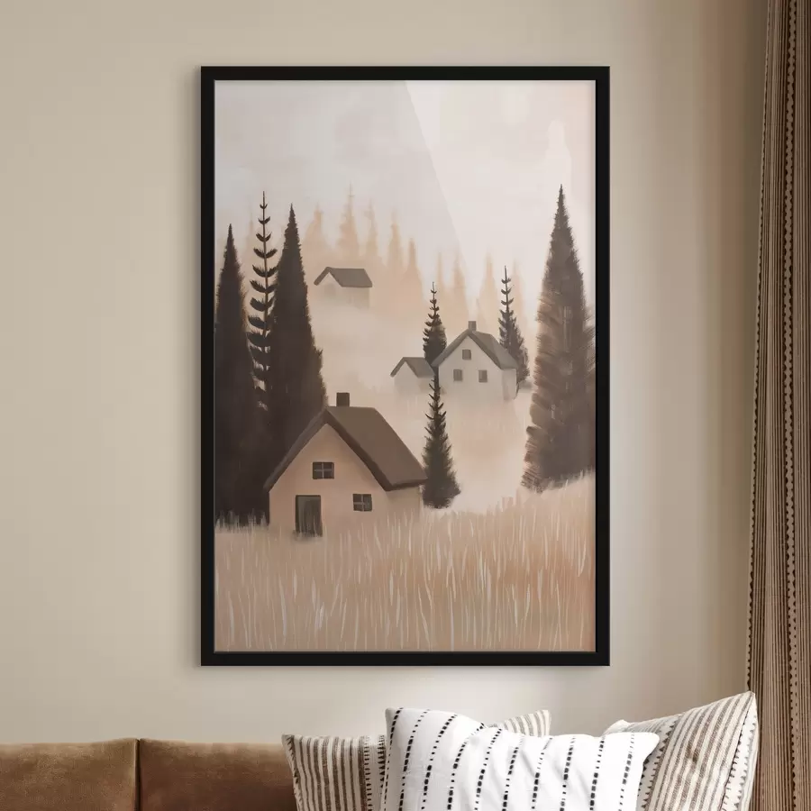 Fotobehang Huizen in het bos f47076