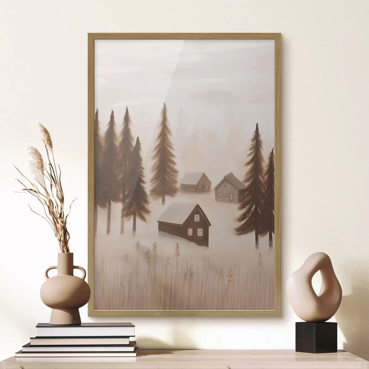 Poster Huizen in het bos f47077