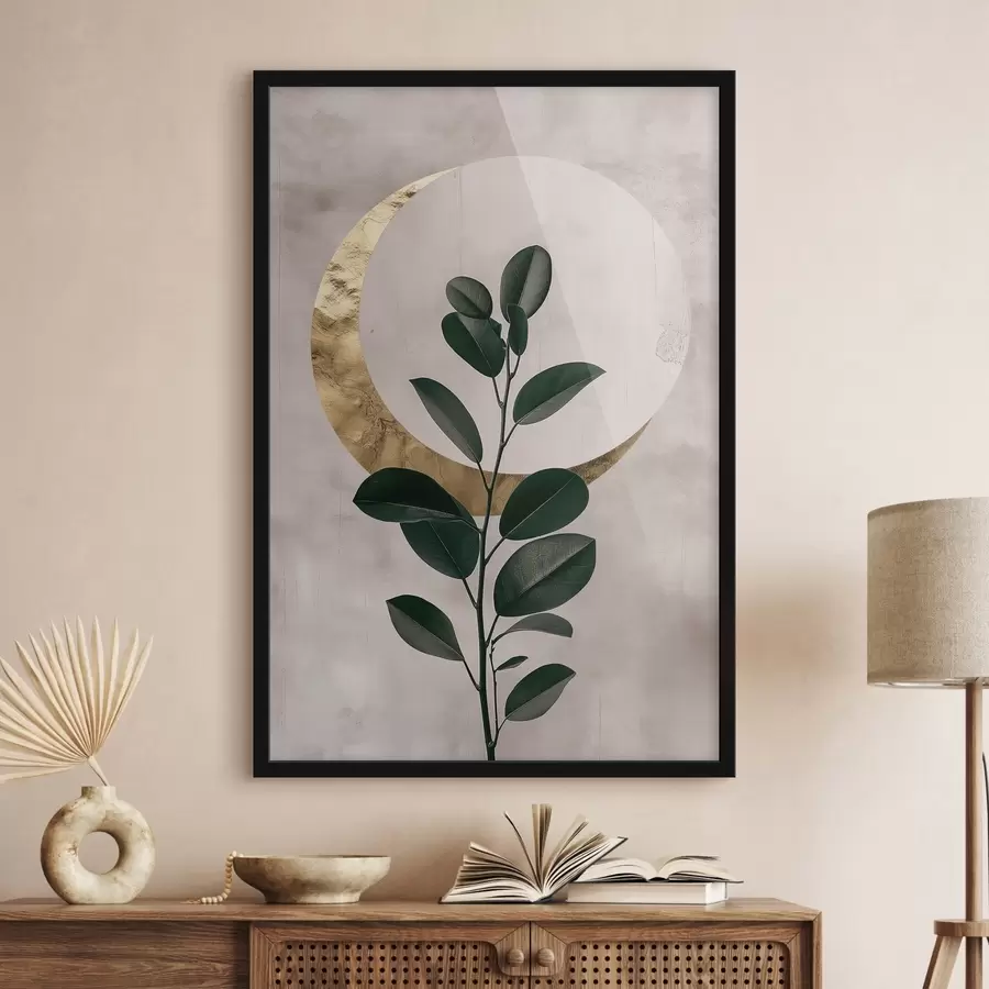 Fotobehang Bladeren en een halve maan f47085