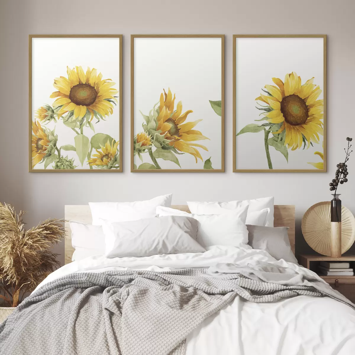 Poster Kleurrijke aquarel zonnebloemen d00334